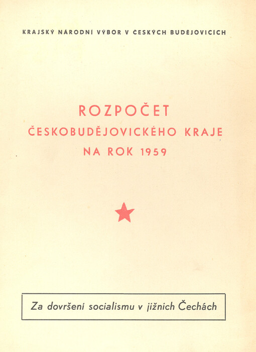 Rozpočet Českobudějovického kraje na rok 1959
