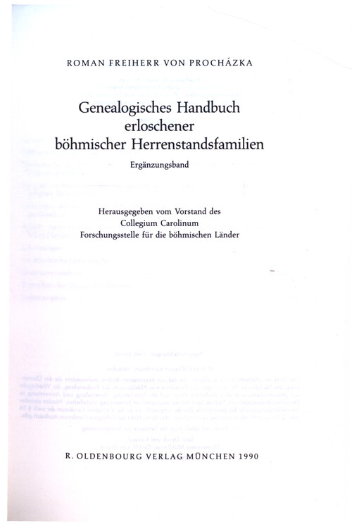 Genealogisches Handbuch erloschener böhmischer Herrenstandsfamilien : Ergänzungsband