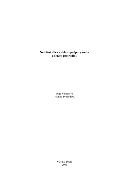 Nestátní sféra v oblasti podpory rodin a služeb pro rodiny