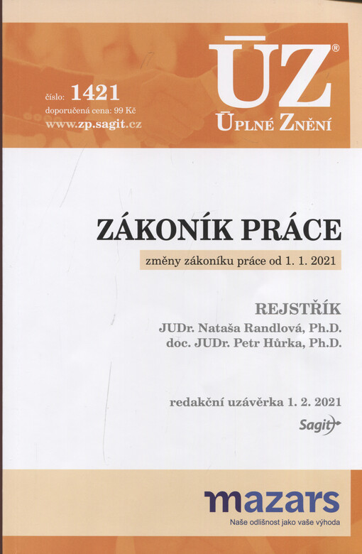 Zákoník práce : změny zákoníku práce od 1. 1. 2021 : rejstřík