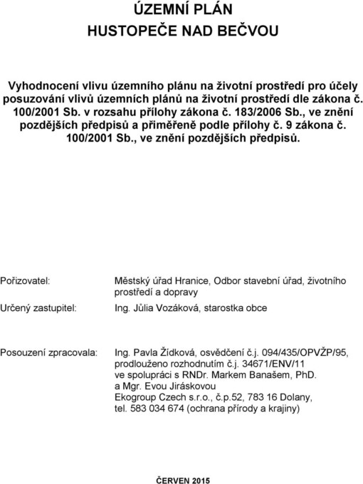 Hustopeče nad Bečvou návrh územního plánu obce : rastrový