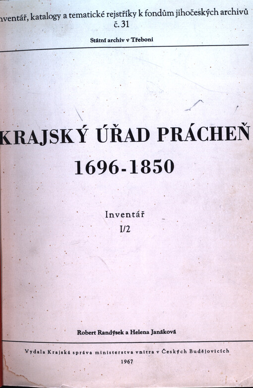 Krajský úřad Prácheň 1696-1850