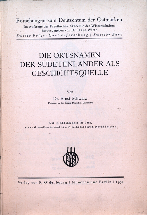 Die Ortsnamen der Sudetenländer als Geschichtsquelle