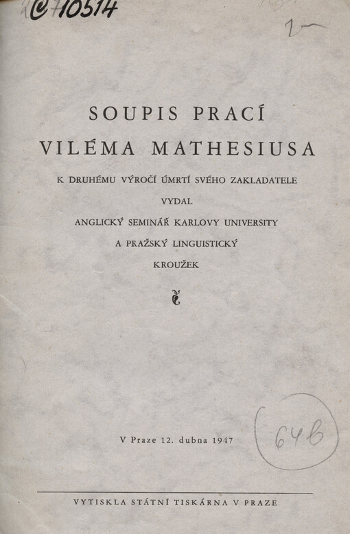 Soupis prací Viléma Mathesiusa