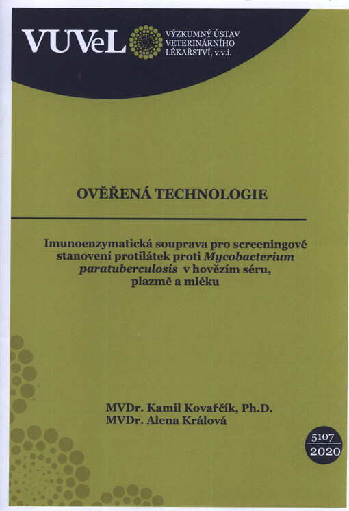 Imunoenzymatická souprava pro screeningové stanovení protilátek proti Mycobacterium paratuberculosis v hovězím séru, plazmě a mléku