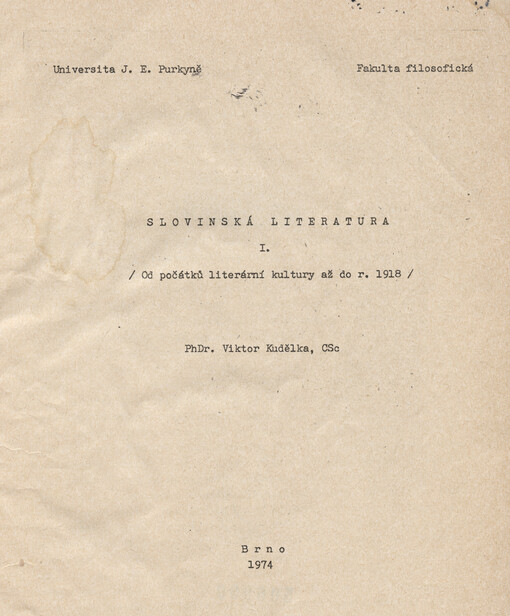 Slovinská literatura. I., Od počátků literární kultury až do r. 1918