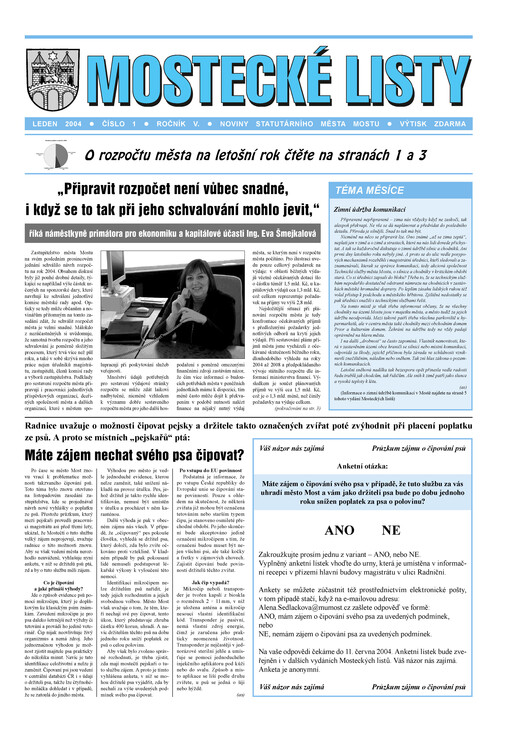 Mostecké listy : noviny města Mostu