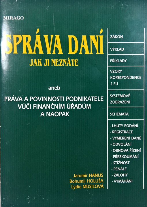 Správa daní jak ji neznáte, aneb, Práva a povinnosti podnikatele vůči finančnímu úřadu a naopak