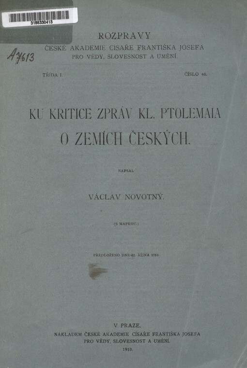 Ku kritice zpráv Kl. Ptolemaia o zemích českých : (s mapkou)