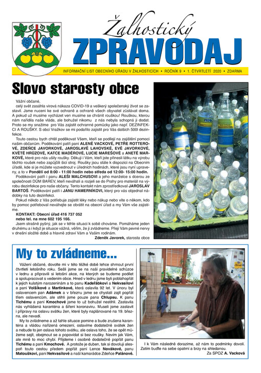 Žalhostický zpravodaj : informační list obecního úřadu Žalhostice