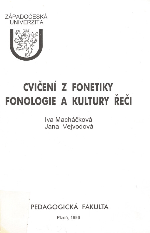 Cvičení z fonetiky, fonologie a kultury řeči
