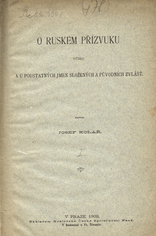 O ruském přízvuku vůbec a u podstatných jmen složených a původních zvlášť