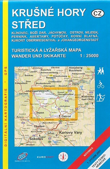 Krušné hory - střed turistická a lyžařská mapa = Erzgebirge - Mitte : Wander und Skikarte : Klínovec, Boží Dar, Jáchymov, Ostrov, Nejdek, Pernink, Abertamy, Potůčky, Horní Blatná, Kurort Oberwiesenthal a Johangeorgenstadt