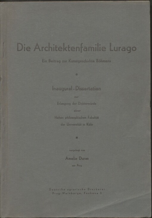 Architektenfamilie Lurago: ein Beitrag zur Kunstgeschichte Böhmens