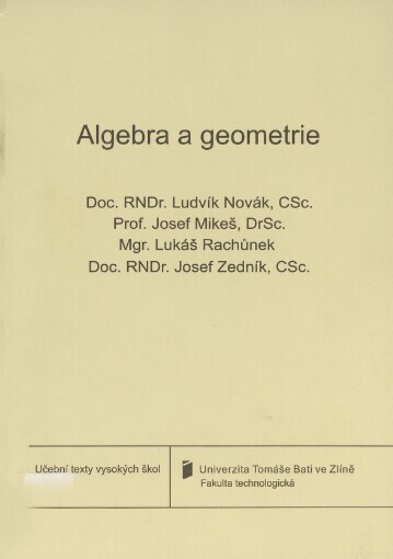 Algebra a geometrie, Vyd. 4.
