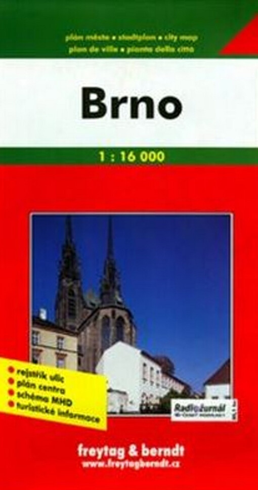 Brno plán města 1:16^000 : rejstřík ulic-plán centra-turistické informace = Brünn