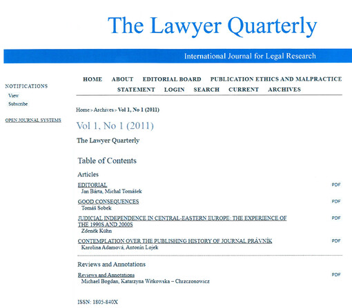 The lawyer quarterly : supplement to journal Právník no. 6/2011