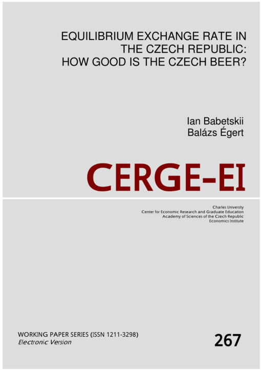 Equilibrium exchange rate in the Czech Republic: how good is the Czech BEER?