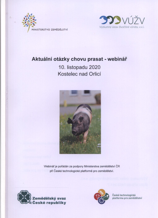 Aktuální otázky chovu prasat - webinář : 10. listopadu 2020, Kostelec nad Orlicí