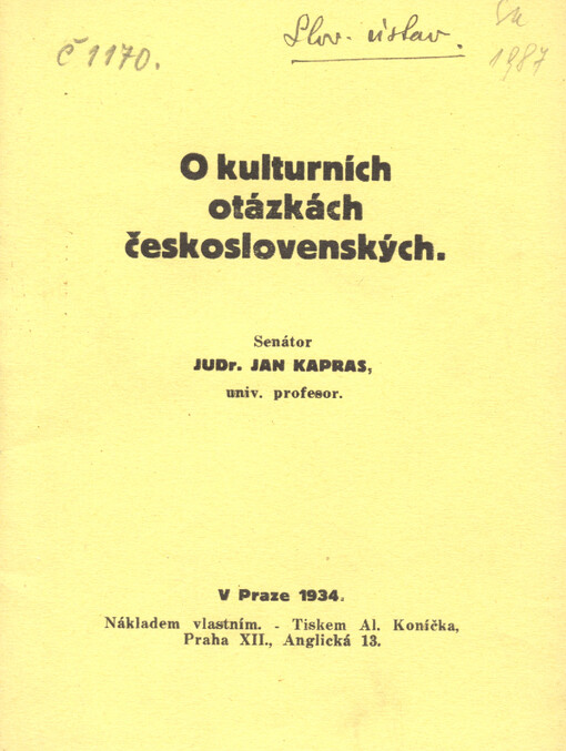 O kulturních otázkách československých