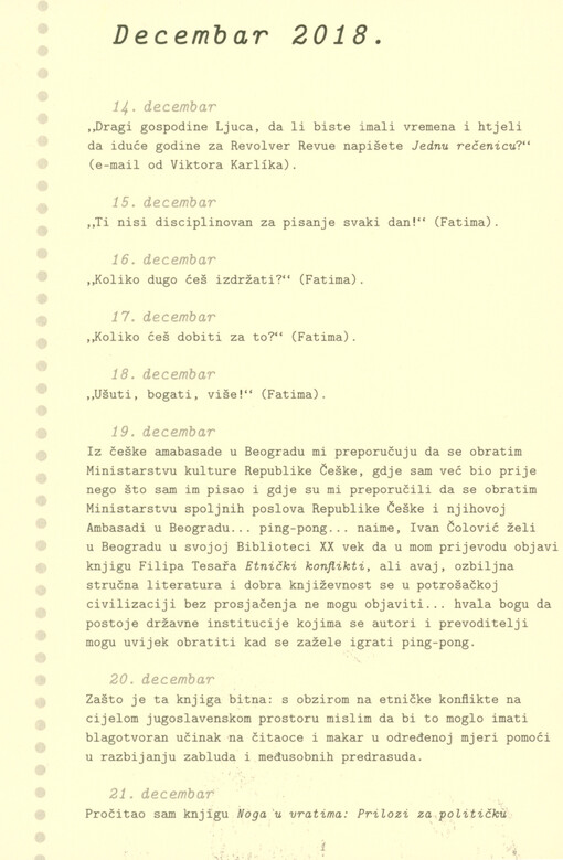 Jedna rečenica : 14. decembar 2018 - 13. decembar 2019