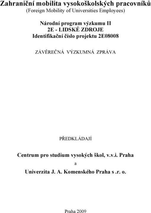 Příručka pro zahraniční mobilitu vysokoškolských pracovníků