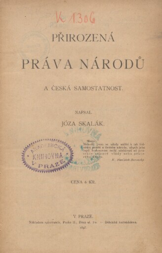 Přirozená práva národů a česká samostatnost