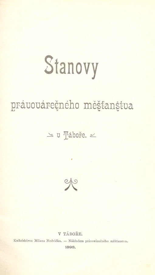 Stanovy právovárečného měšťanstva v Táboře