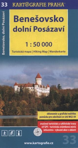 Benešovsko, dolní Posázaví turistická mapa 1:50 000