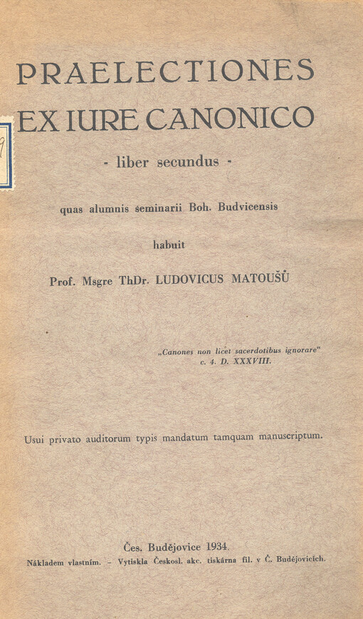Praelectiones exiurecanonico. Liber secundus