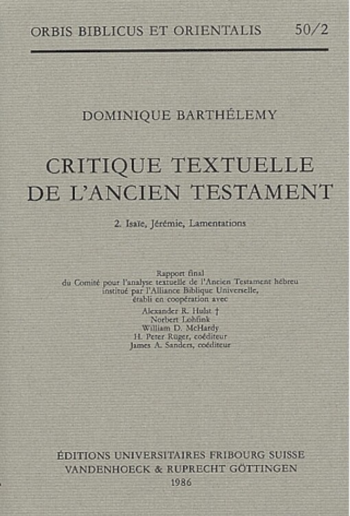 Critique textuelle de l'Ancien Testament, Volume 2