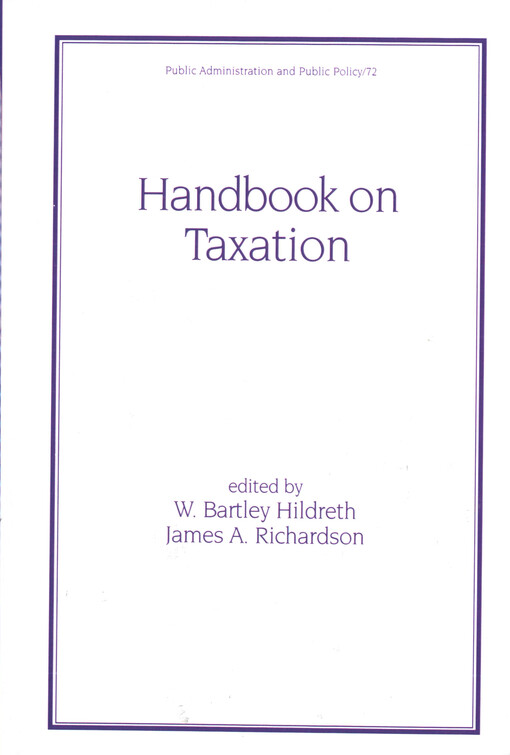Handbook on taxation