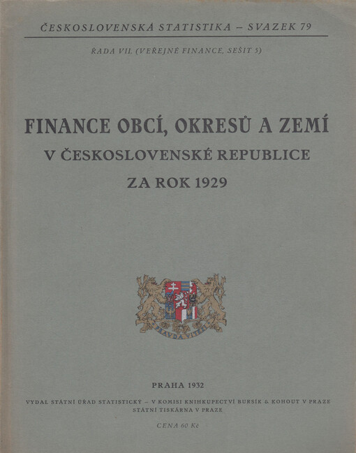 Finance obcí, okresů a zemí v Československé republice: za rok 1929