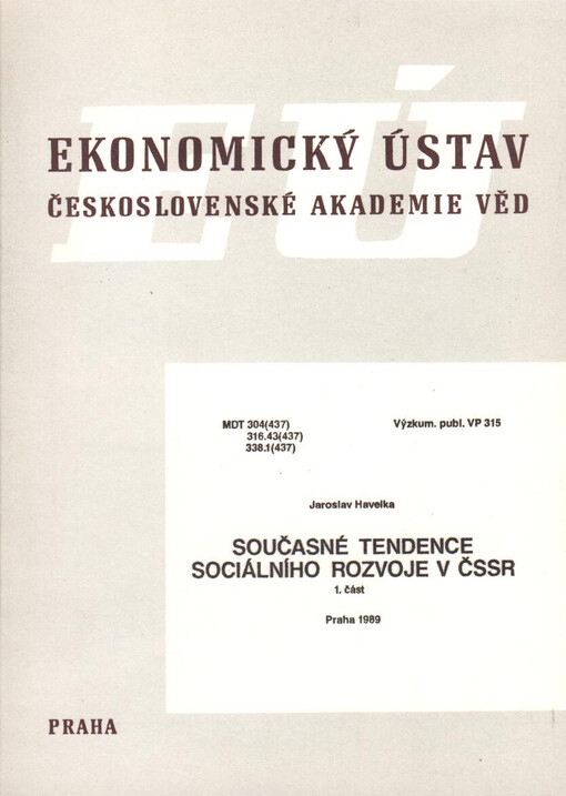 Současné tendence sociálního rozvoje v ČSSR