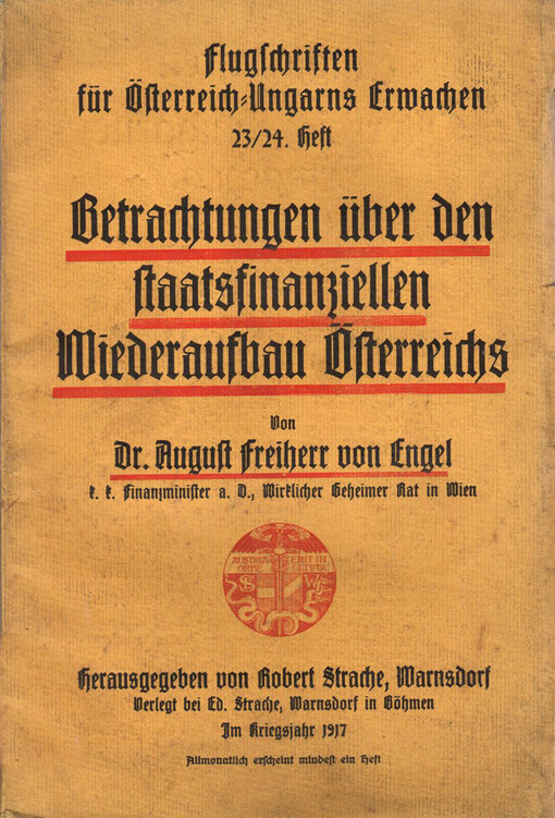 Betrachtungen über den staatsfinanziellen Wiederaufbau Österreichs