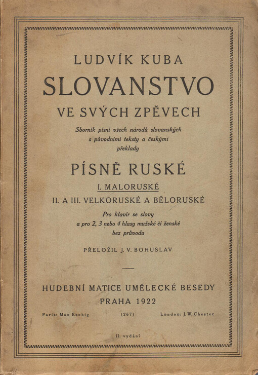 Slovanstvo ve svých zpěvech. Písně ruské : sborník písní všech národů slovanských s původními teksty a českými překlady, Písně ruské