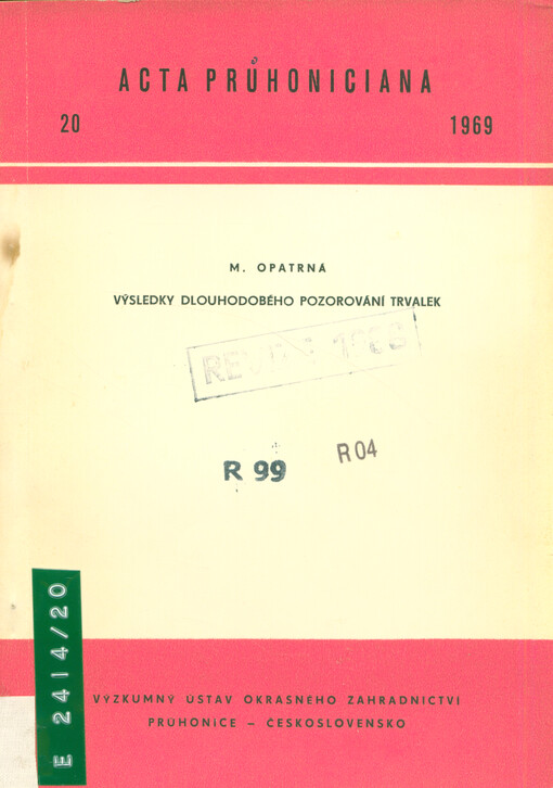 Výsledky dlouhodobého pozorování trvalek 