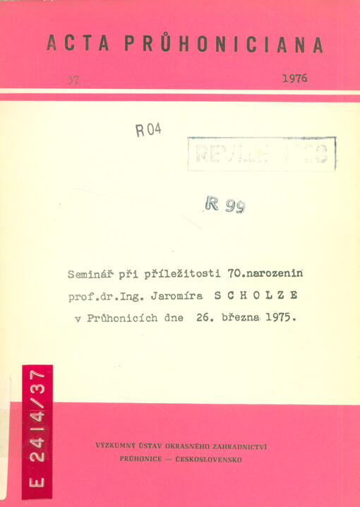 Seminář při příležitosti 70.narozenin prof.dr.Ing.Jaromíra Scholze v Průhonicích dne 26.března 1975 