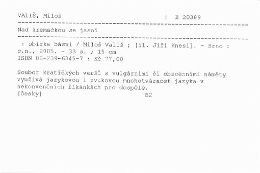 Nad kremačkou se jasní : sbírka básní