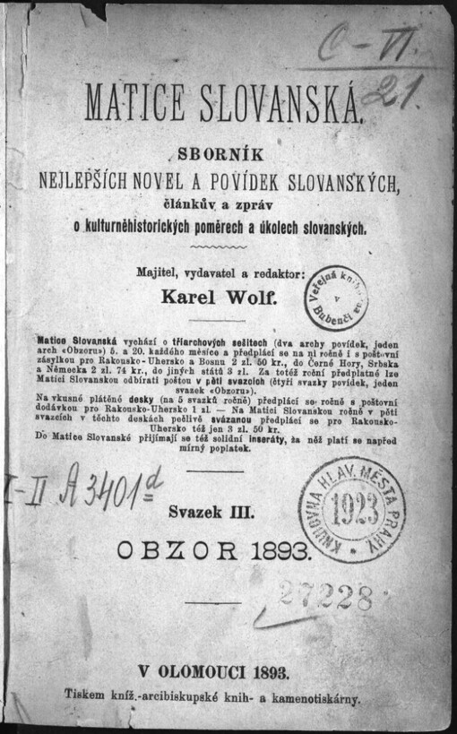 Novely Svet. Hurbana Vajanského