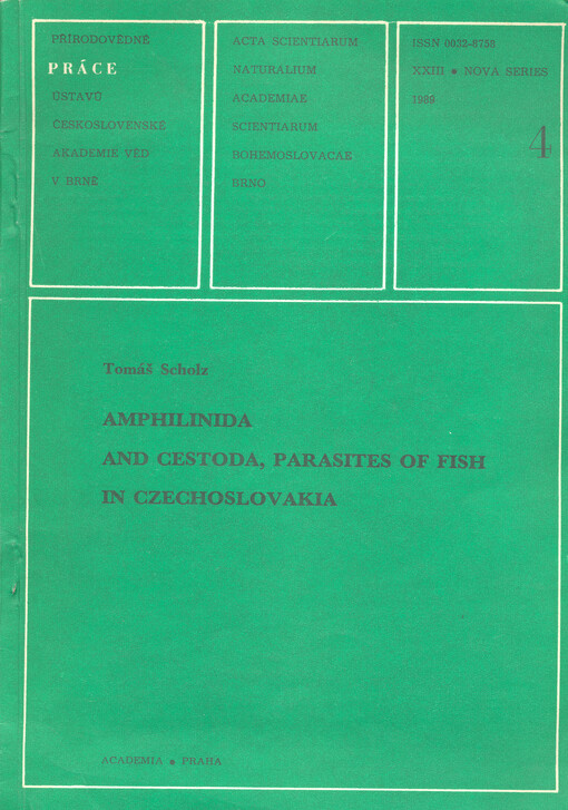 Amphilinida and cestoda, parasites of fish in Czechoslovakia