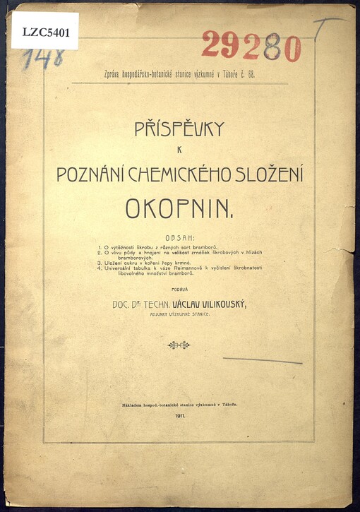 Příspěvky k poznání chemického složení okopnin