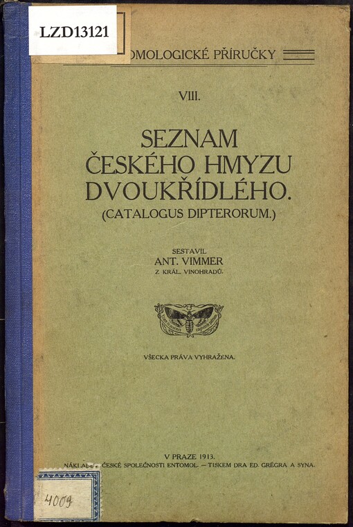 Seznam českého hmyzu dvoukřídlého: [Catalogus dipterorum]
