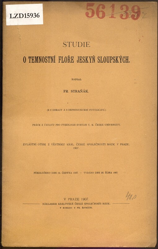 Studie o temnostní floře jeskyň Sloupských