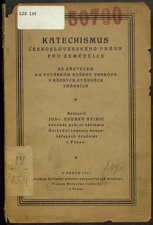 Katechismus československého práva pro zemědělce se zřetelem ku potřebám našeho venkova v různých otázkách právních
