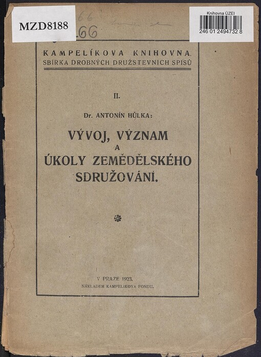 Vývoj, význam a úkoly zemědělského sdružování
