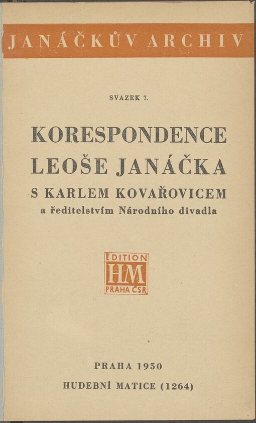Korespondence Leoše Janáčka s Karlem Kovařovicem a ředitelstvím Národního divadla