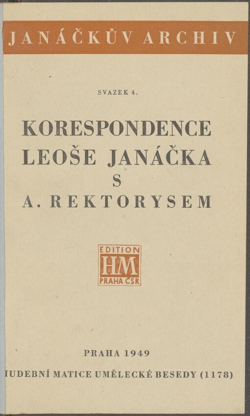 Korespondence Leoše Janáčka s Artušem Rektorysem