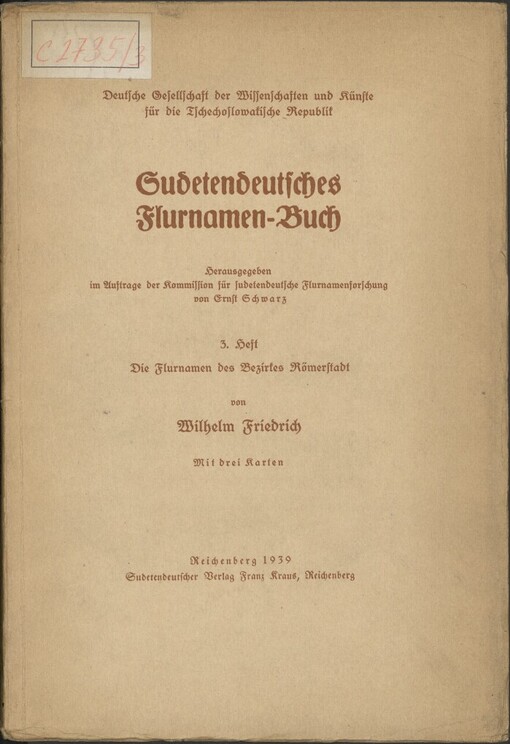 Flurnamen des Bezirkes Römerstadt