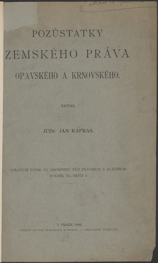 Pozůstatky zemského práva opavského a krnovského